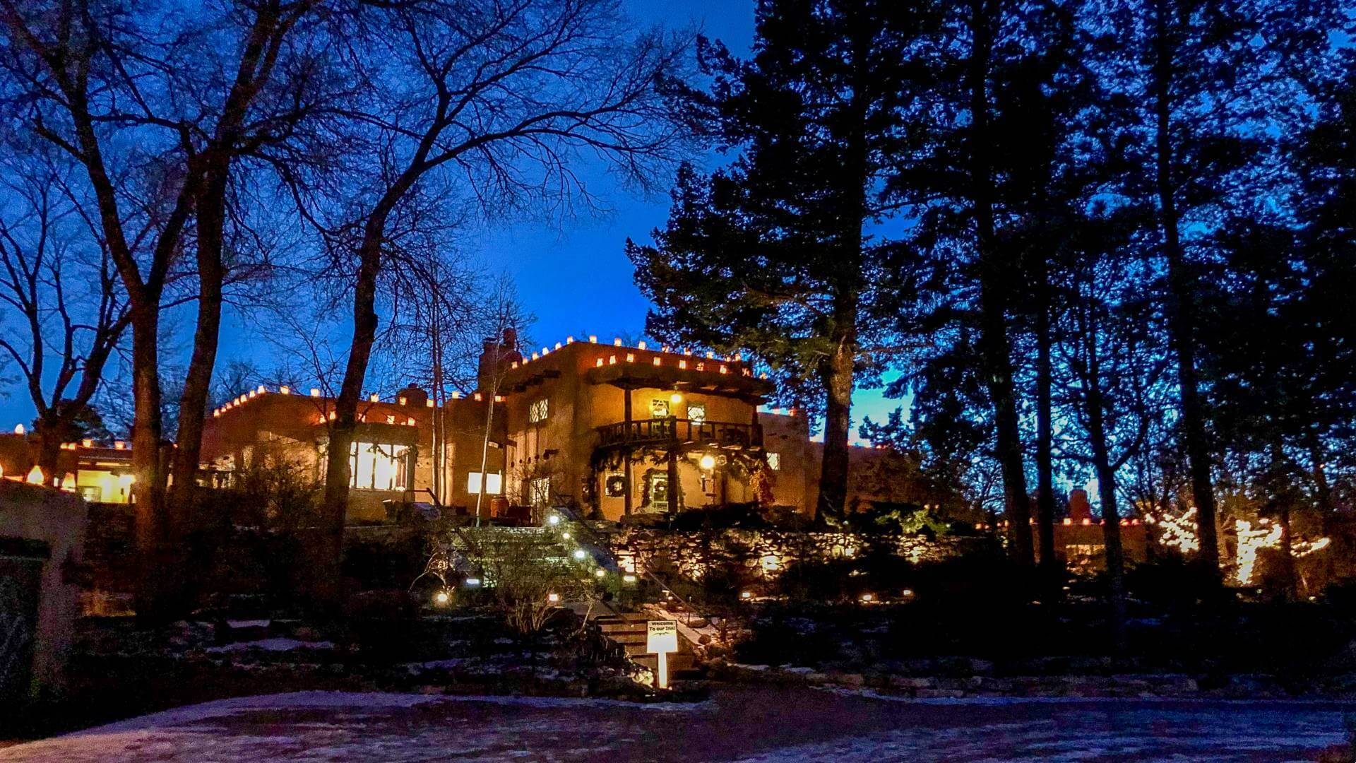 Christmas Farolitos glowing at the Inn at Sunset